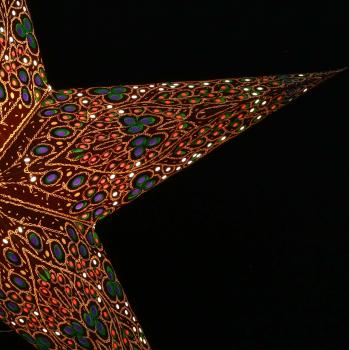 Peacock braun - Faltbarer Leuchtstern, Weihnachtsstern aus Papier mit 5 Zacken, 60 cm